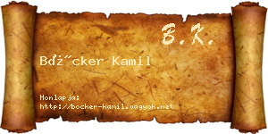 Böcker Kamil névjegykártya